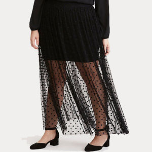Black Sheer Polka Dot Skirt Torrid